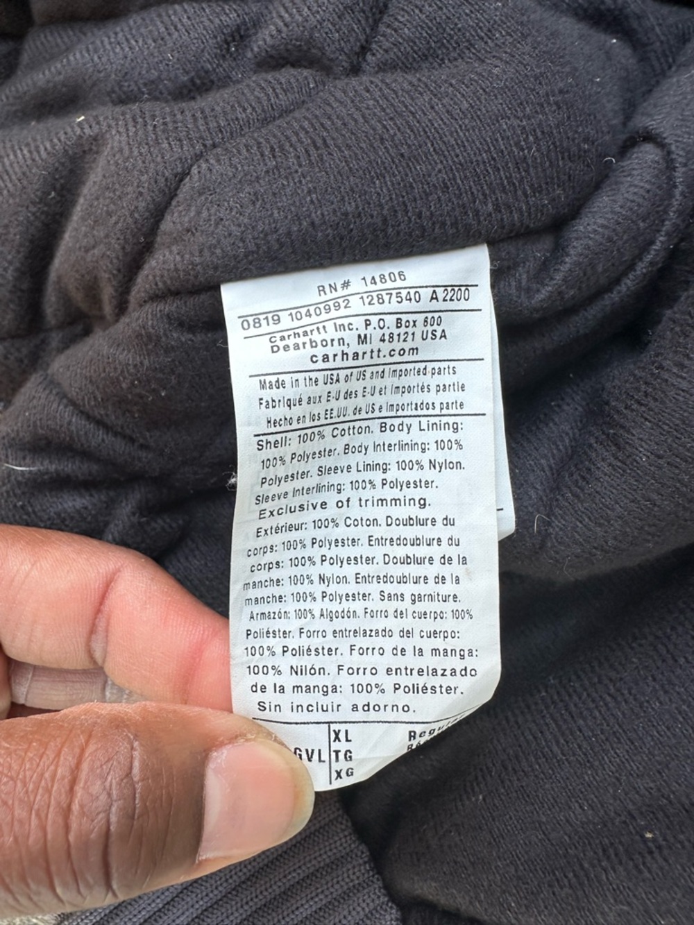 Vintage Y2K Carhartt J140 GVL Gray Hooded Detroit Jacket Distressed Men XL - Picture 9 of 14